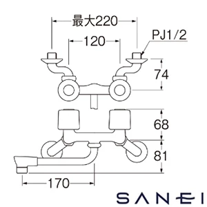 K11D-W サンエイ(SANEI) ツーバルブ混合栓［共用形］