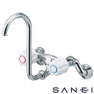 K1310-W サンエイ(SANEI) ツーバルブ混合栓（折込形）［共用形］