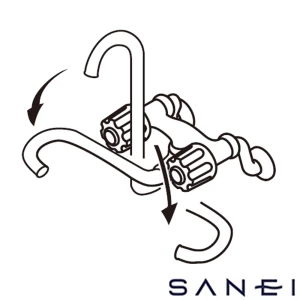 K1310-W サンエイ(SANEI) ツーバルブ混合栓（折込形）［共用形］