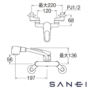 K27CM-W サンエイ(SANEI) シングル切替シャワー混合栓
