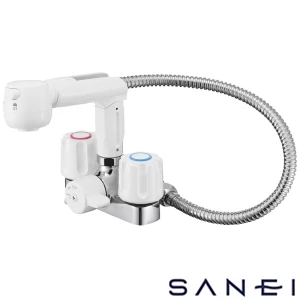 K3104V-W SANEI(サンエイ) ツーバルブスプレー混合栓（洗髪用）