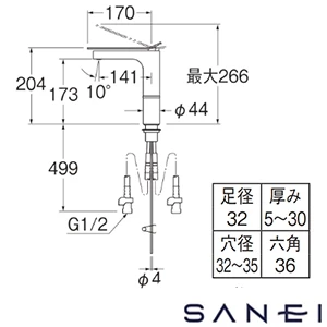K4732NJV-1T SANEI(サンエイ) シングルワンホール洗面混合栓