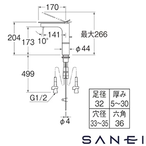 K4732PJV-1T-WJP SANEI(サンエイ) シングルワンホール洗面混合栓