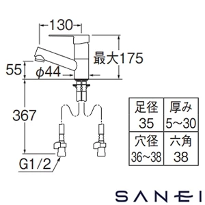 K475ENJV-1-SJP SANEI(サンエイ) シングルワンホール洗面混合栓