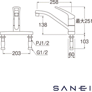 K676EV-13 サンエイ(SANEI) シングル台付混合栓