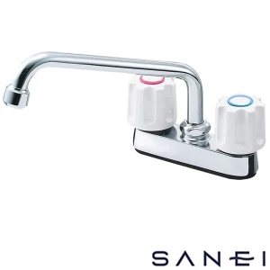 K711-W SANEI(サンエイ) ツーバルブ台付混合栓［共用形］