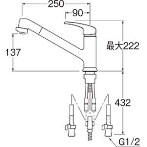 K87101JV-U-13 シングルワンホールスプレー混合栓（省施工ナット付）