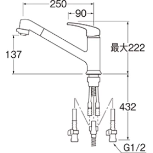K87101JV-U-13 サンエイ(SANEI) シングルワンホールスプレー混合栓（省施工ナット付）