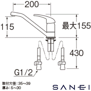 K87111EJV-S-13 サンエイ(SANEI) シングルワンホール混合栓