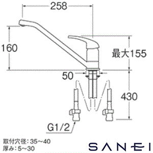 K87111JV-13 サンエイ(SANEI) シングルワンホール混合栓