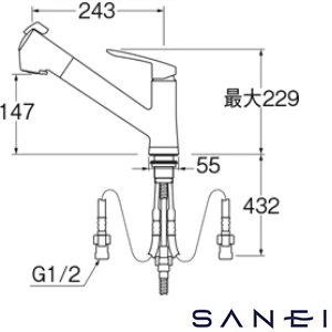 K87128EJV-13 シングル浄水器付ワンホールスプレー混合栓