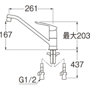 K8712E2TJV-13 サンエイ(SANEI) シングルワンホール混合栓