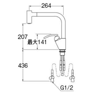 K87502EJV-13 サンエイ(SANEI) シングルワンホールスプレー混合栓