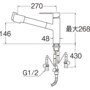 K87580E1JV-13 シングル浄水器付ワンホールスプレー混合栓