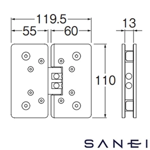 PRE-UBP5006-02 SANEI(サンエイ) ガラスドア用ヒンジ