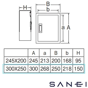 R81-2-300X250 SANEI(サンエイ) カギ付散水栓ボックス（壁面用）