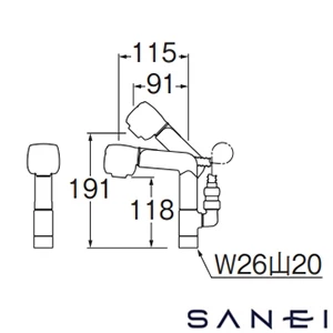 S85-30S-MW2 SANEI(サンエイ) シャワー受けセット
