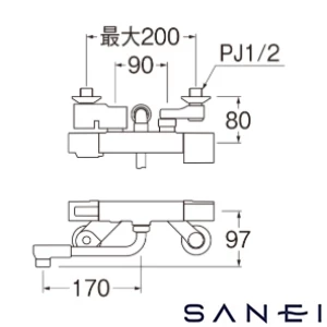 SK1811T SANEI(サンエイ) サーモシャワー混合栓