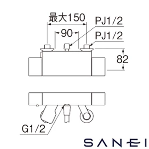 SK18502A-9S SANEI(サンエイ) サーモシャワー混合栓
