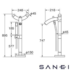 SK8500-13 サンエイ(SANEI) ツーバルブシャワー混合栓(立上げ式)
