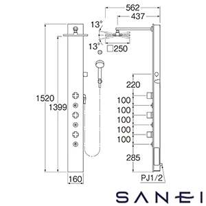 SK9880A サンエイ(SANEI) パネルサーモシャワー混合栓