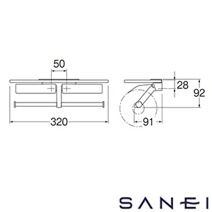 W2808-MD SANEI(サンエイ) ダブルペーパーホルダー棚付