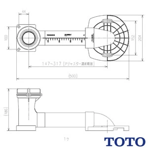 HH02065 TOTO 排水アジャスター掃除口付フチなしトルネード汚物流し用床排水アジャスター