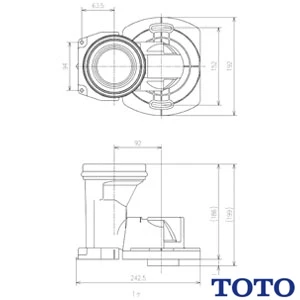 HH02085 TOTO 排水ソケットパブリック向けウォシュレット一体型便器(床排水)用[排水芯255mm対応]