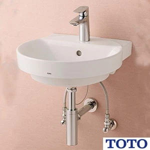 TOTO LSA704CASNW ベッセル式洗面器・シングル混合水栓セット[壁給水][床排水][ワンプッシュ式][幅450mm][奥行455mm][深さ120mm][容量3.0L]