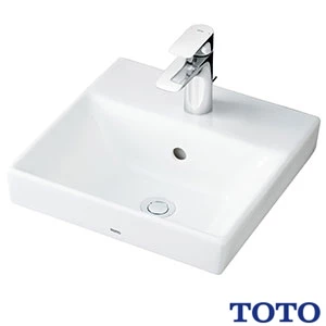 TOTO LSA721CASNW ベッセル式洗面器・シングル混合水栓セット[壁給水][床排水][ワンプッシュ式][幅380mm][奥行380mm][深さ120mm][容量1.5L]
