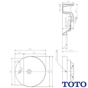 TOTO LSC704AASNW ベッセル式洗面器・立水栓セット[壁給水][床排水][目皿仕様][幅450mm][奥行455mm][深さ120mm][容量3.0L]