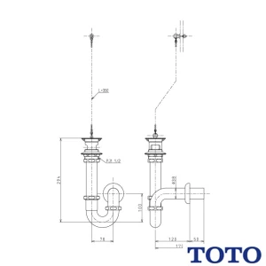TK40P 壁排水金具（38mm、Pトラップ）