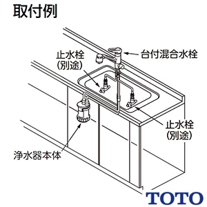 TOTO TKG38C 浄水器兼用台付シングル混合水栓(ビルトイン形)[ビルトイン形][浄水器兼用][元止め式]
