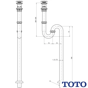 TLDS2103JA 洗面器用床排水金具（32mm･Sトラップ）