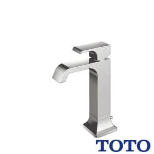 TLG08304J 洗面所･洗面台用 台付シングル混合水栓は日本の伝統造形を意識した末広がりの台座形状が、空間に風格を与えるワンホールタイプのエコシングル水栓です。