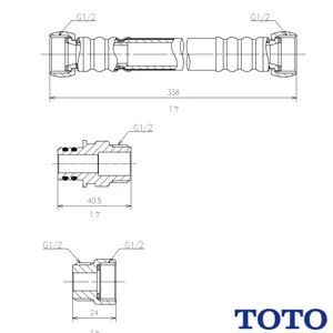 TOTO TN111L37 給水ホース[ホース長さ：370－415ｍｍ]