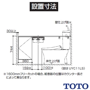 TOTO UYC08R トイレ キャビネット[トイレ周辺収納][ワイドタイプ(1600mmフリーカット対応]