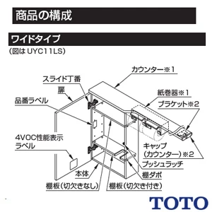 TOTO UYC08R トイレ キャビネット[トイレ周辺収納][ワイドタイプ(1600mmフリーカット対応]