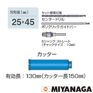 ミヤナガ PCGW35 ミヤナガ ガルバウッドコアドリル（セット） ストレートシャンク 刃先径35mm