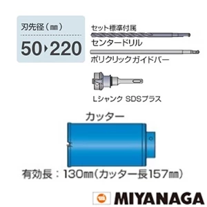 ミヤナガ PCGW70R ミヤナガ ガルバウッドコアドリル（セット） SDSプラスシャンク 刃先径70mm