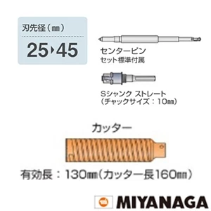 ミヤナガ PCHP032 ミヤナガ ハイパーダイヤコアドリル(セット) ストレートシャンク 刃先径32mm