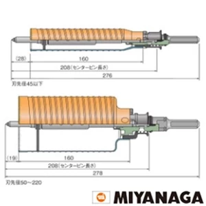 ミヤナガ PCHP032 ミヤナガ ハイパーダイヤコアドリル(セット) ストレートシャンク 刃先径32mm