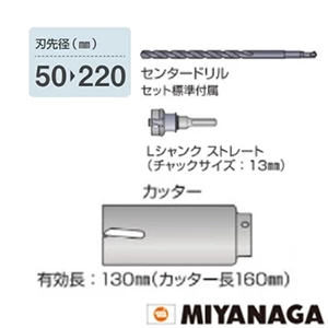 ミヤナガ PCWS50 ミヤナガ ウッディングコアドリル(セット) 刃先径50mm ストレートシャンク