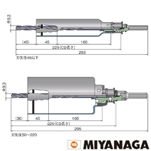 ミヤナガ PCWS55R ミヤナガ ウッディングコアドリル(セット) 刃先径55mm SDSプラスシャンク