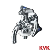 K124BNJ KVK 二口自在水栓 ツバ付ワンタッチニップル付