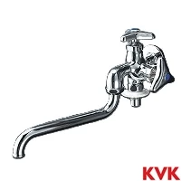 K21BNJ KVK 二口自在水栓 ツバ付ワンタッチニップル付