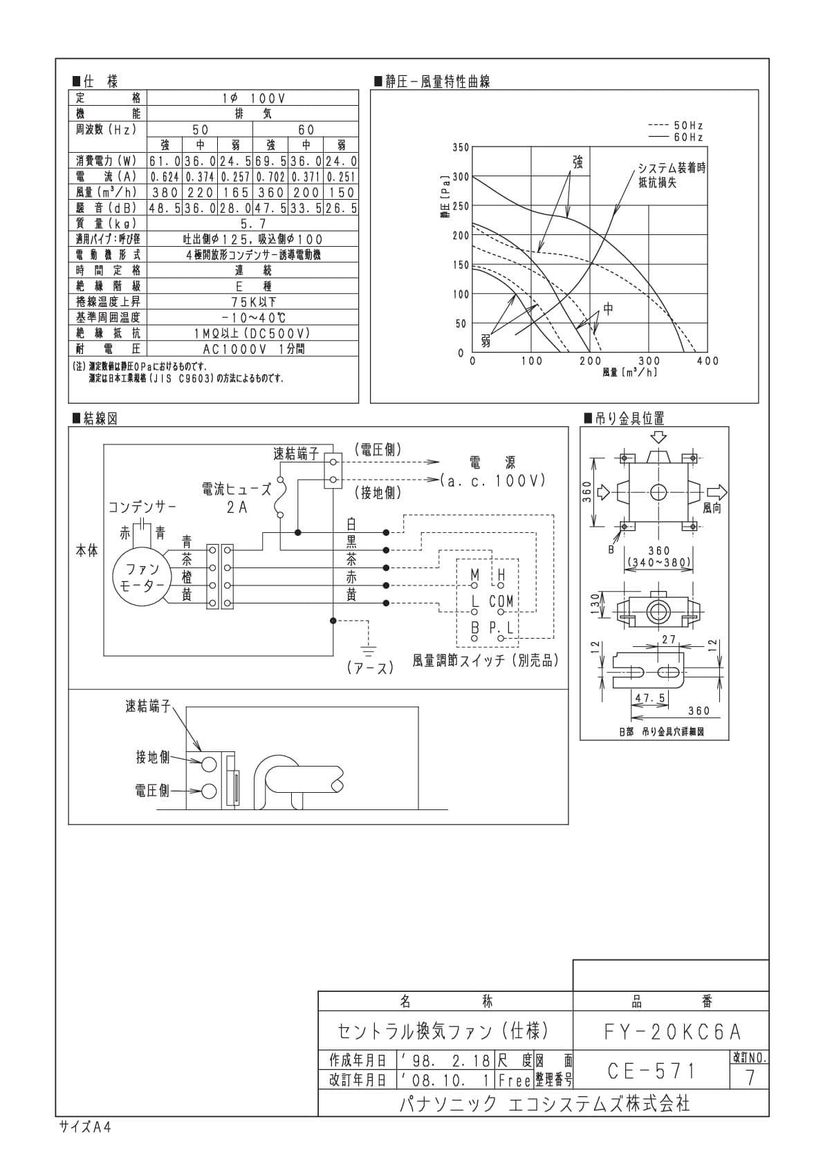 パナソニック FY-20KC6A商品図面 | 通販 プロストア ダイレクト パナソニック FY-20KC6A商品図面 | 通販 プロストア ダイレクト