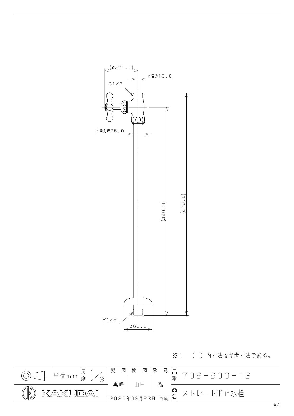 美品 カクダイ ストレート形止水栓 KAKUDAI