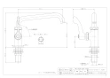 カクダイ 724-735-13QR 商品図面 厨房用左ハンドル立形自在水栓 商品図面1