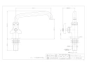 カクダイ 724-763-13 商品図面 左ハンドル立形自在水栓 商品図面1